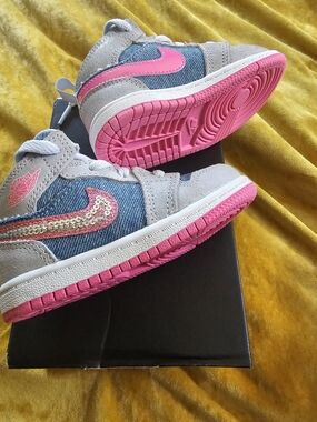 Nike Kids' Pink & Denim High-Top Sneakers